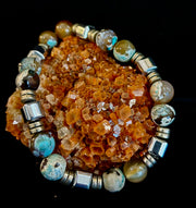 Earth Tone Natural Stone Bracelet – One-of-a-Kind XL Crystal Bracelet