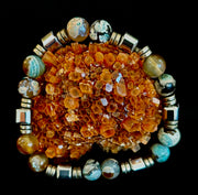 Earth Tone Natural Stone Bracelet – One-of-a-Kind XL Crystal Bracelet