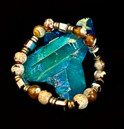 Earth Tone Natural Stone Bracelet – One-of-a-Kind XL Crystal Bracelet