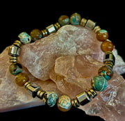 Earth Tone Natural Stone Bracelet – One-of-a-Kind XL Crystal Bracelet
