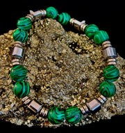 Emerald Malachite Energy Bracelet – XL Natural Stone Bracelet Handmade in Puerto Vallarta