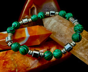 Emerald Malachite Energy Bracelet – XL Natural Stone Bracelet Handmade in Puerto Vallarta