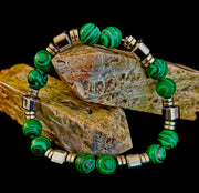 Emerald Malachite Energy Bracelet – XL Natural Stone Bracelet Handmade in Puerto Vallarta