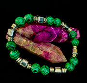 Emerald Malachite Energy Bracelet – XL Natural Stone Bracelet Handmade in Puerto Vallarta