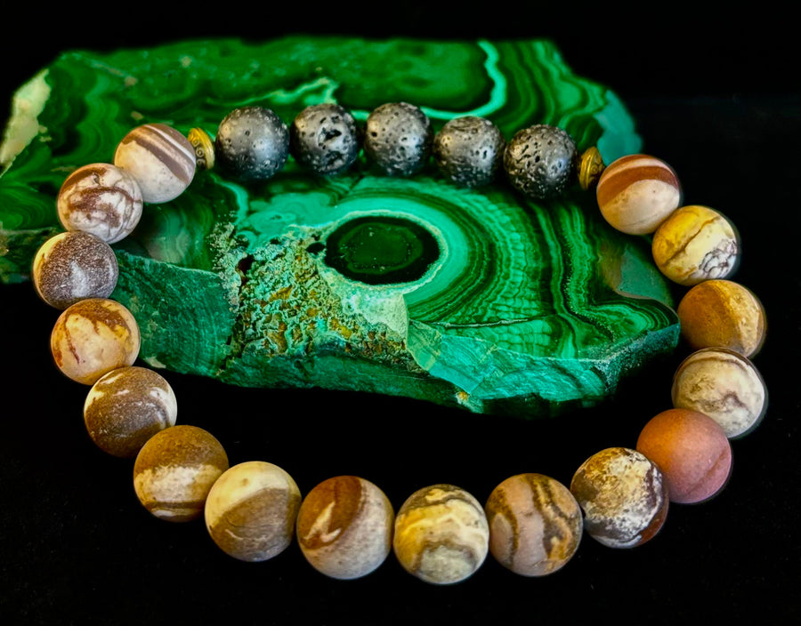 Matte Brown Zebra Jasper Lava Rock Diffuser Bracelet