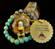 Matte Green Moss Agate Essential Oil Diffuser Bracelet (Large and XL Wrist Options)
