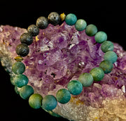 Matte Green Moss Agate Essential Oil Diffuser Bracelet (Large and XL Wrist Options)
