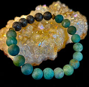 Matte Green Moss Agate Essential Oil Diffuser Bracelet (Large and XL Wrist Options)