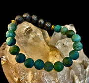 Matte Green Moss Agate Essential Oil Diffuser Bracelet (Large and XL Wrist Options)