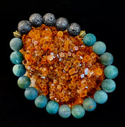 Matte Green Moss Agate Essential Oil Diffuser Bracelet (Large and XL Wrist Options)