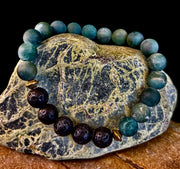 Matte Green Moss Agate Essential Oil Diffuser Bracelet (Large and XL Wrist Options)