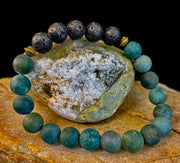 Matte Green Moss Agate Essential Oil Diffuser Bracelet (Large and XL Wrist Options)