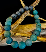 Matte Green Moss Agate Essential Oil Diffuser Bracelet (Large and XL Wrist Options)