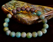 Matte Green Moss Agate Essential Oil Diffuser Bracelet (Large and XL Wrist Options)