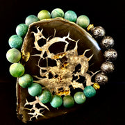 Matte Green Moss Agate Essential Oil Diffuser Bracelet (Large and XL Wrist Options)