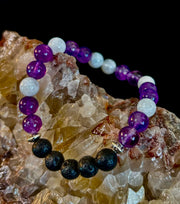 Amethyst and Moonstone Aromatherapy Diffuser Bracelet