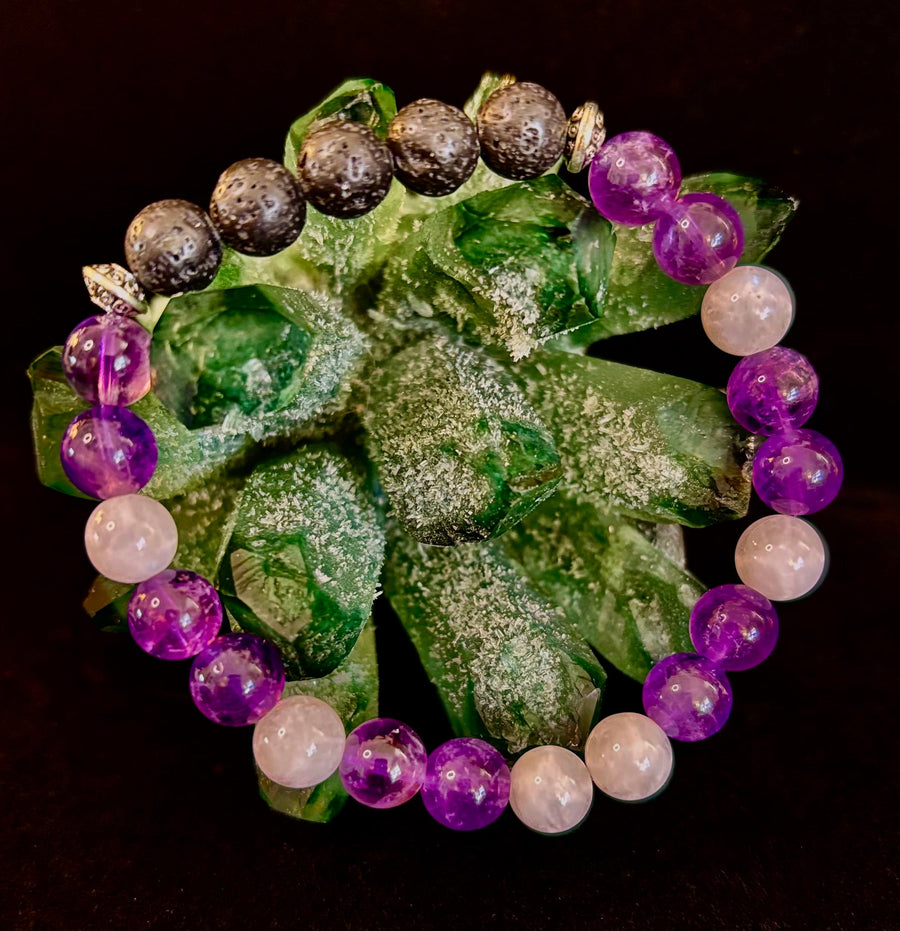 Amethyst and Moonstone Aromatherapy Diffuser Bracelet