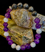 Amethyst and Moonstone Aromatherapy Diffuser Bracelet