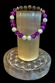 Amethyst and Moonstone Aromatherapy Diffuser Bracelet