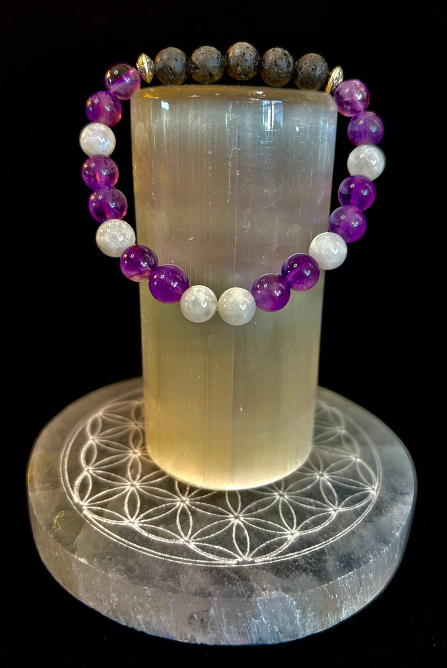Amethyst and Moonstone Aromatherapy Diffuser Bracelet
