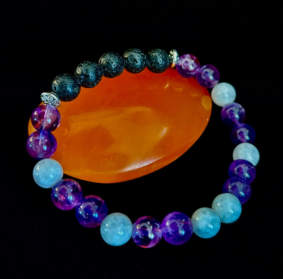 Amethyst and Moonstone Aromatherapy Diffuser Bracelet