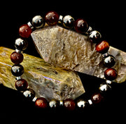 Tiger’s Eye & Hematite Energy Bracelet – Handmade in Puerto Vallarta | Natural Stone Bracelet for Large & XL Wrists
