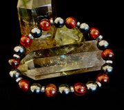 Tiger’s Eye & Hematite Energy Bracelet – Handmade in Puerto Vallarta | Natural Stone Bracelet for Large & XL Wrists