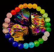 Rainbow Cat’s Eye Beaded Bracelet – Chakra Inspired Multicolor Bracelet | Pride Energy Jewelry