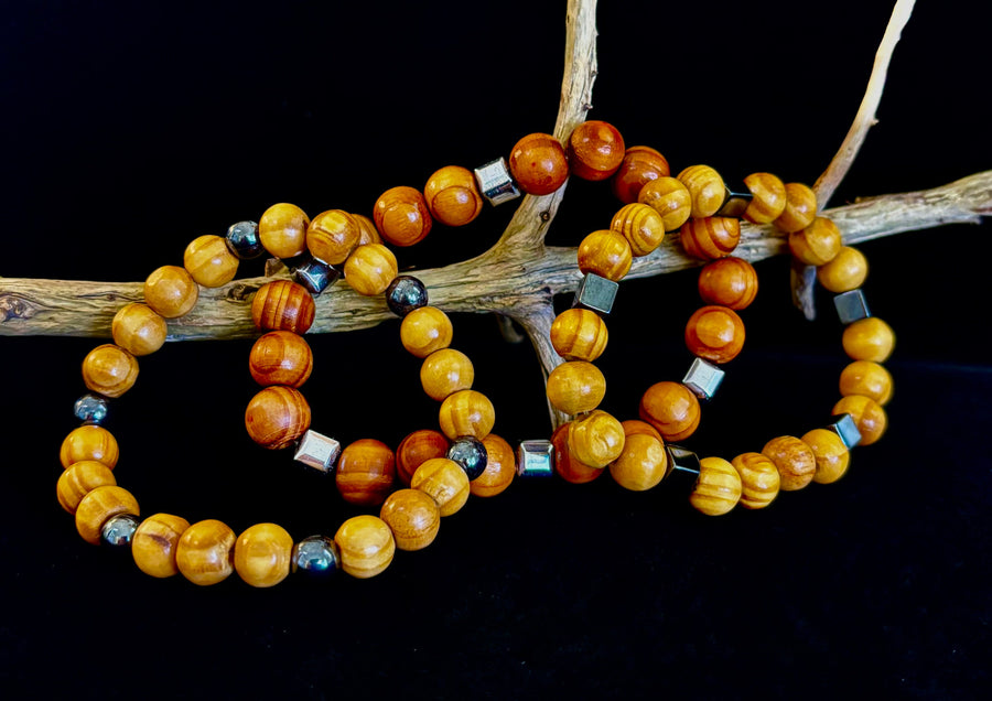 Coconut Palm Wood Bracelet – XL Fit | Handmade in Puerto Vallarta | Natural Wood Bead Bracelet