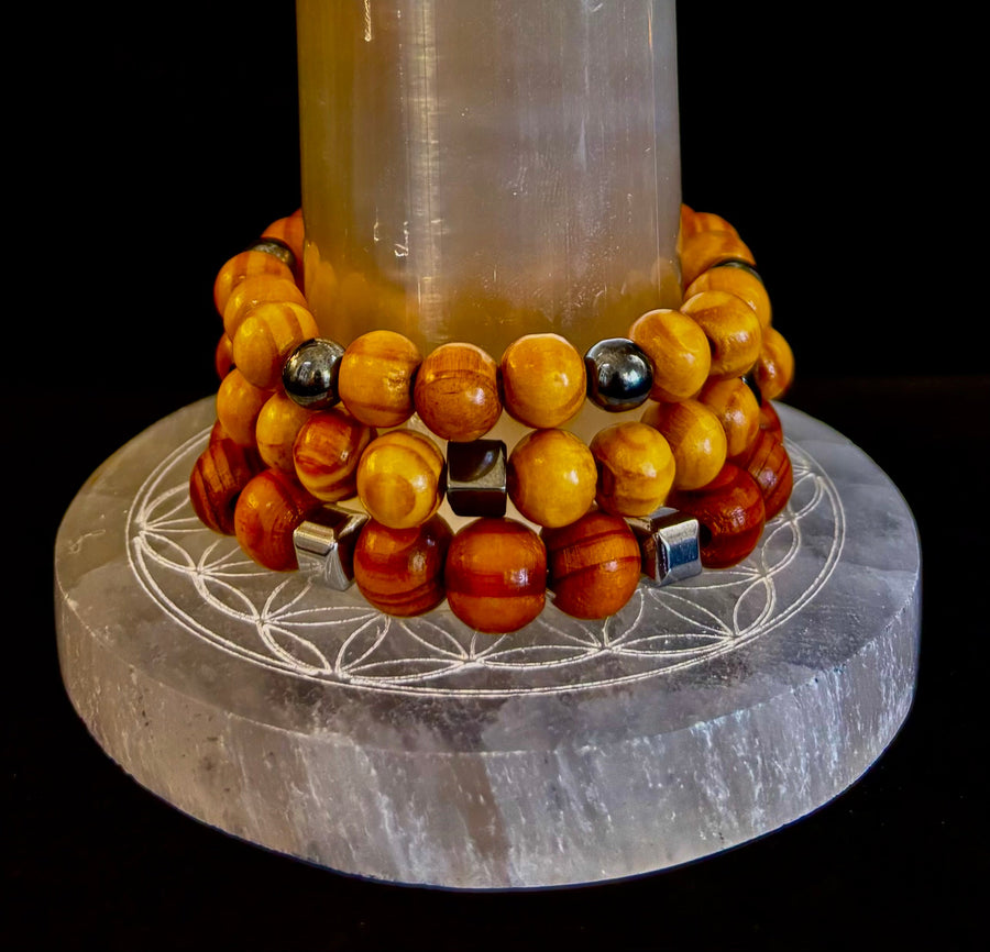 Coconut Palm Wood Bracelet – XL Fit | Handmade in Puerto Vallarta | Natural Wood Bead Bracelet