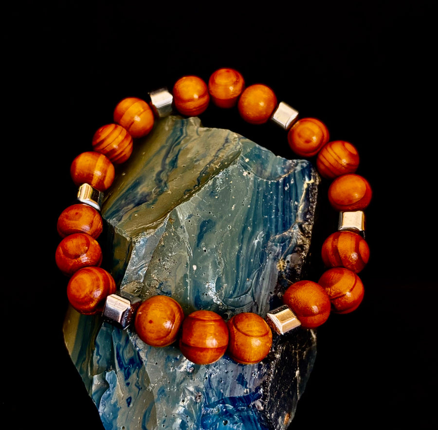Coconut Palm Wood Bracelet – XL Fit | Handmade in Puerto Vallarta | Natural Wood Bead Bracelet