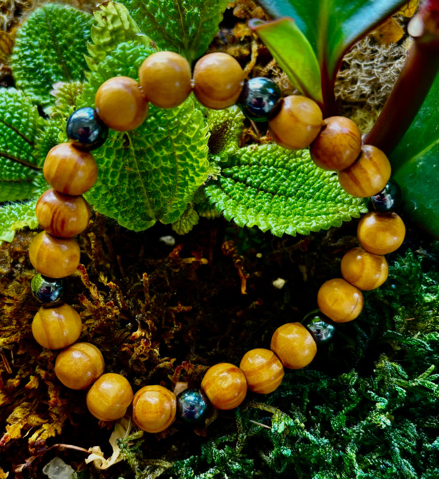 Coconut Palm Wood Bracelet – XL Fit | Handmade in Puerto Vallarta | Natural Wood Bead Bracelet
