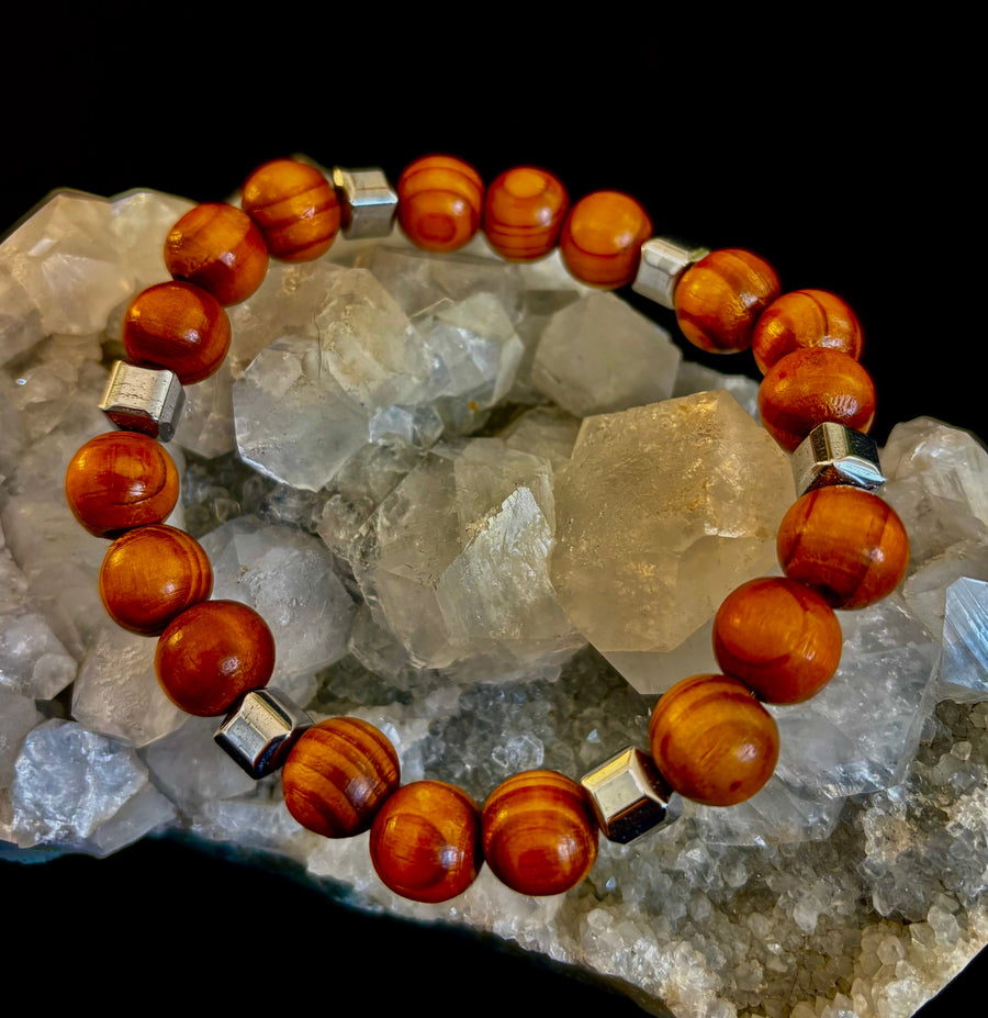 Coconut Palm Wood Bracelet – XL Fit | Handmade in Puerto Vallarta | Natural Wood Bead Bracelet