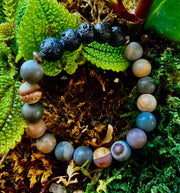 Polychrome Jasper & Lava Stone Essential Oil Diffuser Bracelet – 10mm Natural Stone | Aromatherapy Bracelet with Eucalyptus Oil