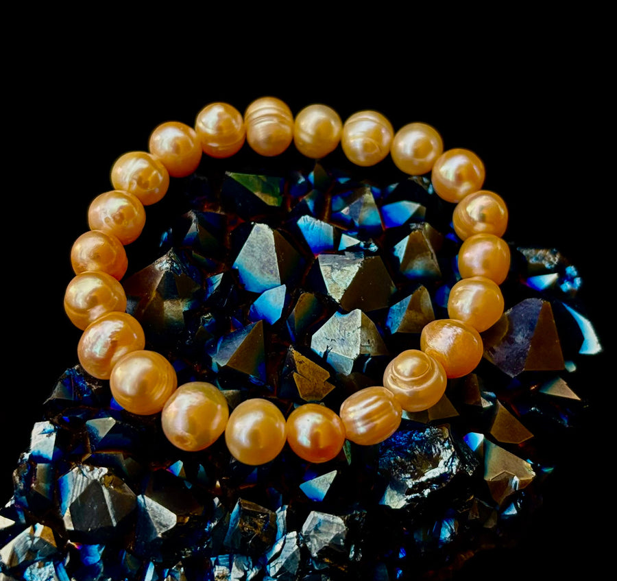 Champagne Freshwater Pearl Bracelet – 9mm Pearl Stretch Bracelet