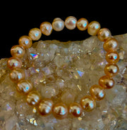 Champagne Freshwater Pearl Bracelet – 9mm Pearl Stretch Bracelet