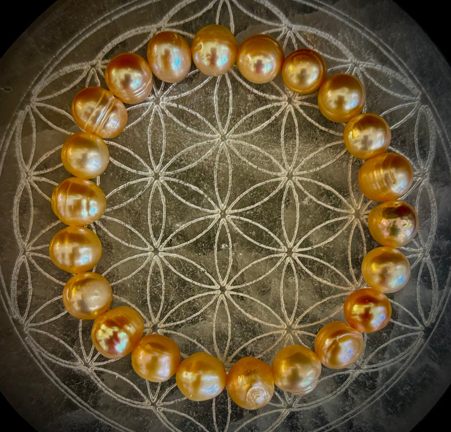 Champagne Freshwater Pearl Bracelet – 9mm Pearl Stretch Bracelet