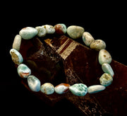 Larimar Nugget Stretch Bracelet – Small Wrist Fit | Natural Larimar Stone Bracelet | Ocean Energy Healing Jewelry