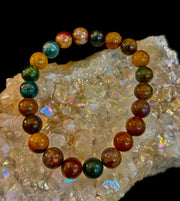 Ocean Jasper Bracelet – 8mm Natural Stone Beads | Medium Wrist Fit | Healing Crystal Jewelry for Joy & Balance