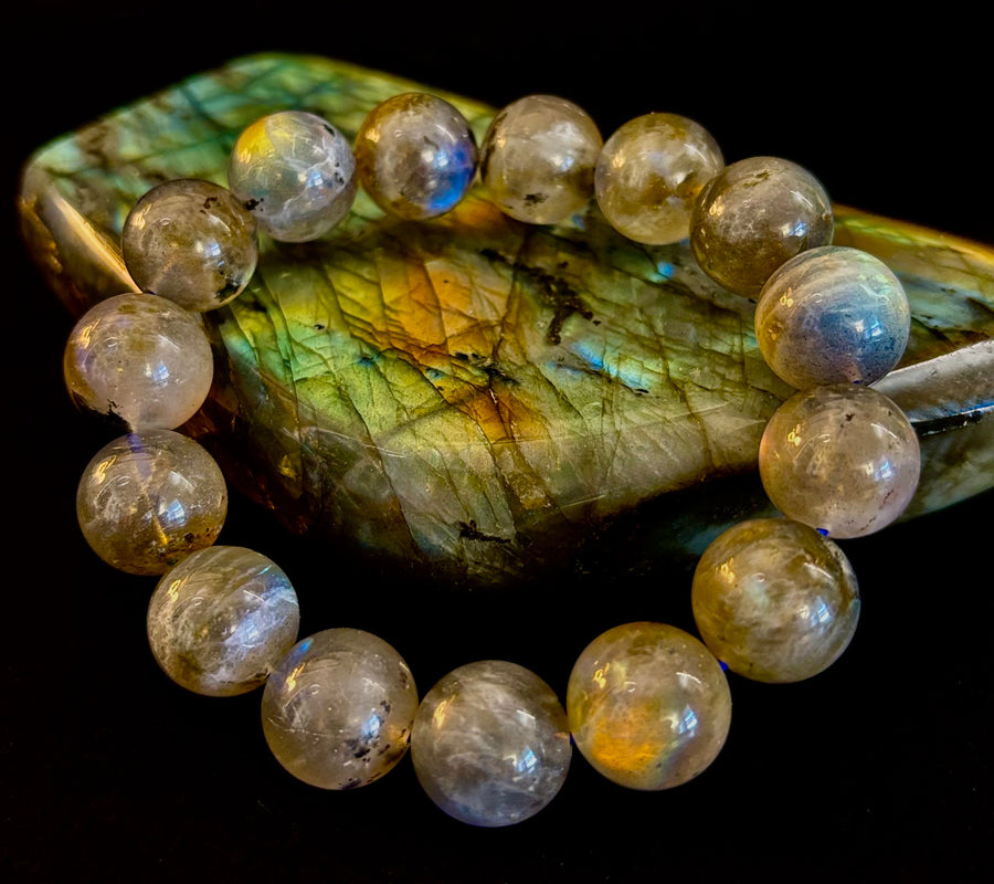 Moonlit Path: Silver Flash Labradorite Bracelet - Reiki Infused (3 Amazing Bead Sizes)