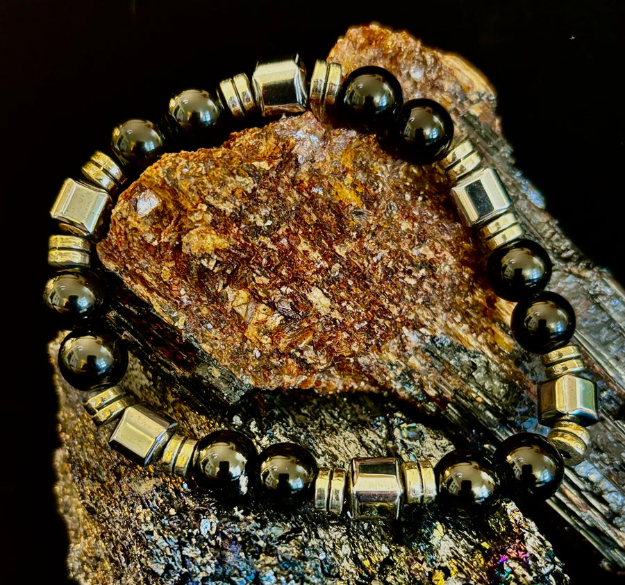 Midnight Shield Obsidian Bracelet – One of a Kind | Puerto Vallarta Artisan Piece
