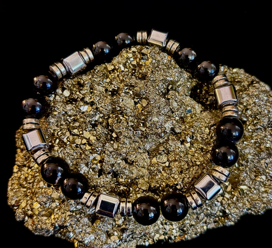 Midnight Shield Obsidian Bracelet – One of a Kind | Puerto Vallarta Artisan Piece