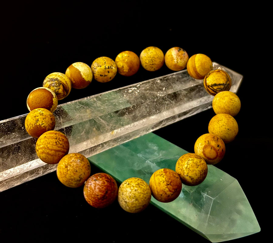 Matte Picture Jasper Power Bracelet – 10mm Grounding & Strength Stone Bracelet