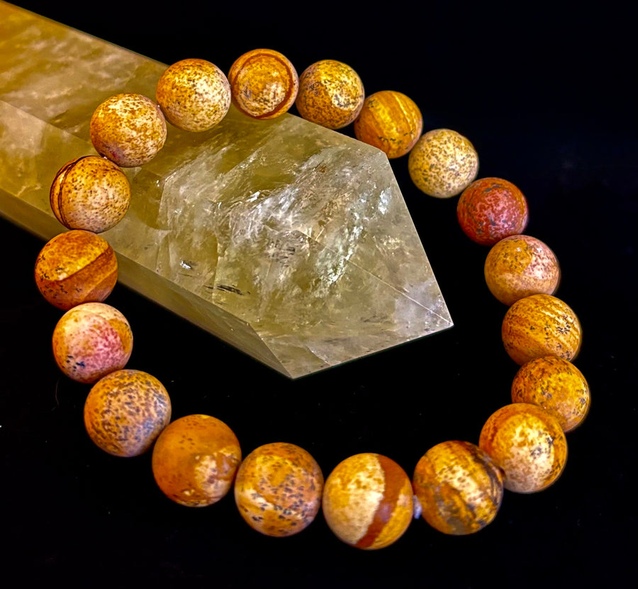 Matte Picture Jasper Power Bracelet – 10mm Grounding & Strength Stone Bracelet
