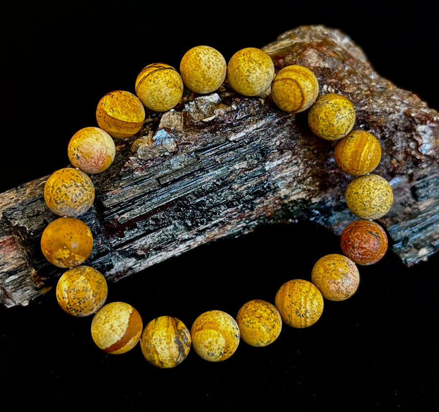 Matte Picture Jasper Power Bracelet – 10mm Grounding & Strength Stone Bracelet