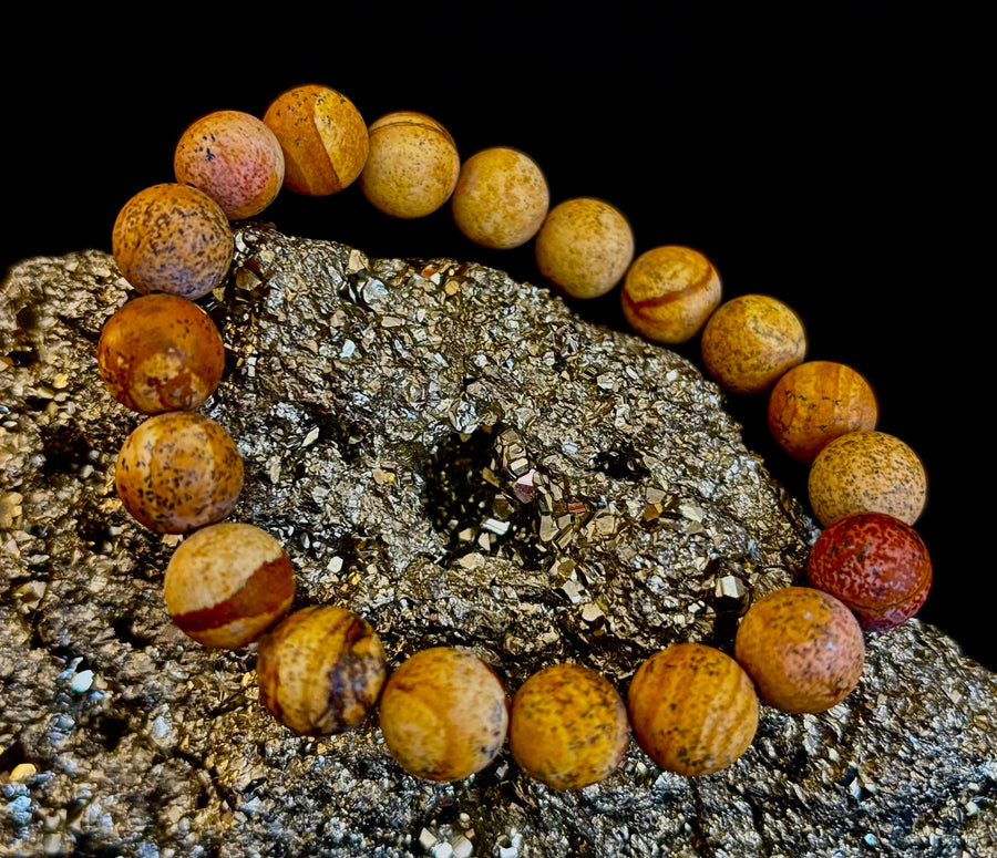 Matte Picture Jasper Power Bracelet – 10mm Grounding & Strength Stone Bracelet