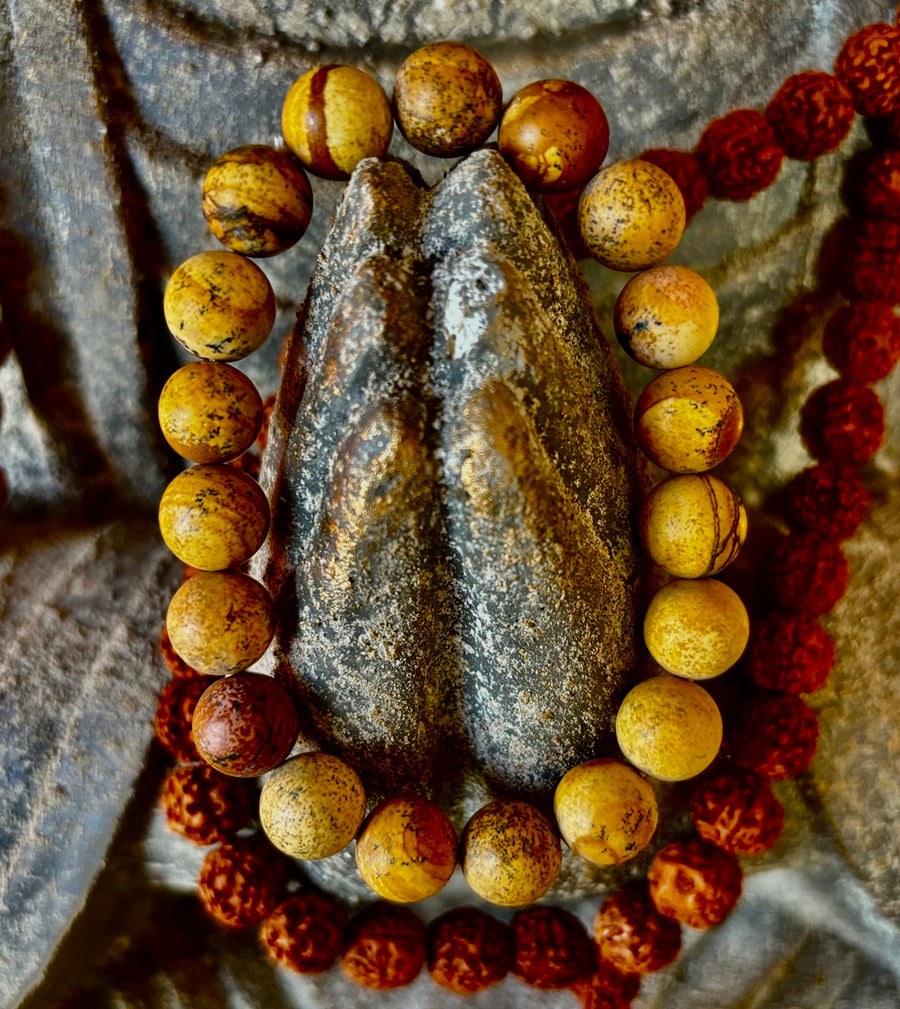 Matte Picture Jasper Power Bracelet – 10mm Grounding & Strength Stone Bracelet