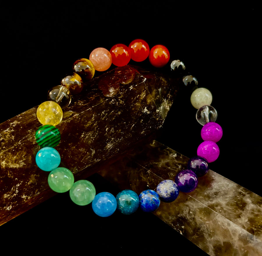 Reiki-Infused Sustainable Mosaic Gemstone & Recycled Glass Energy Bracelet