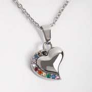 LGBTQ+ Gem Heart Pendant with Chain