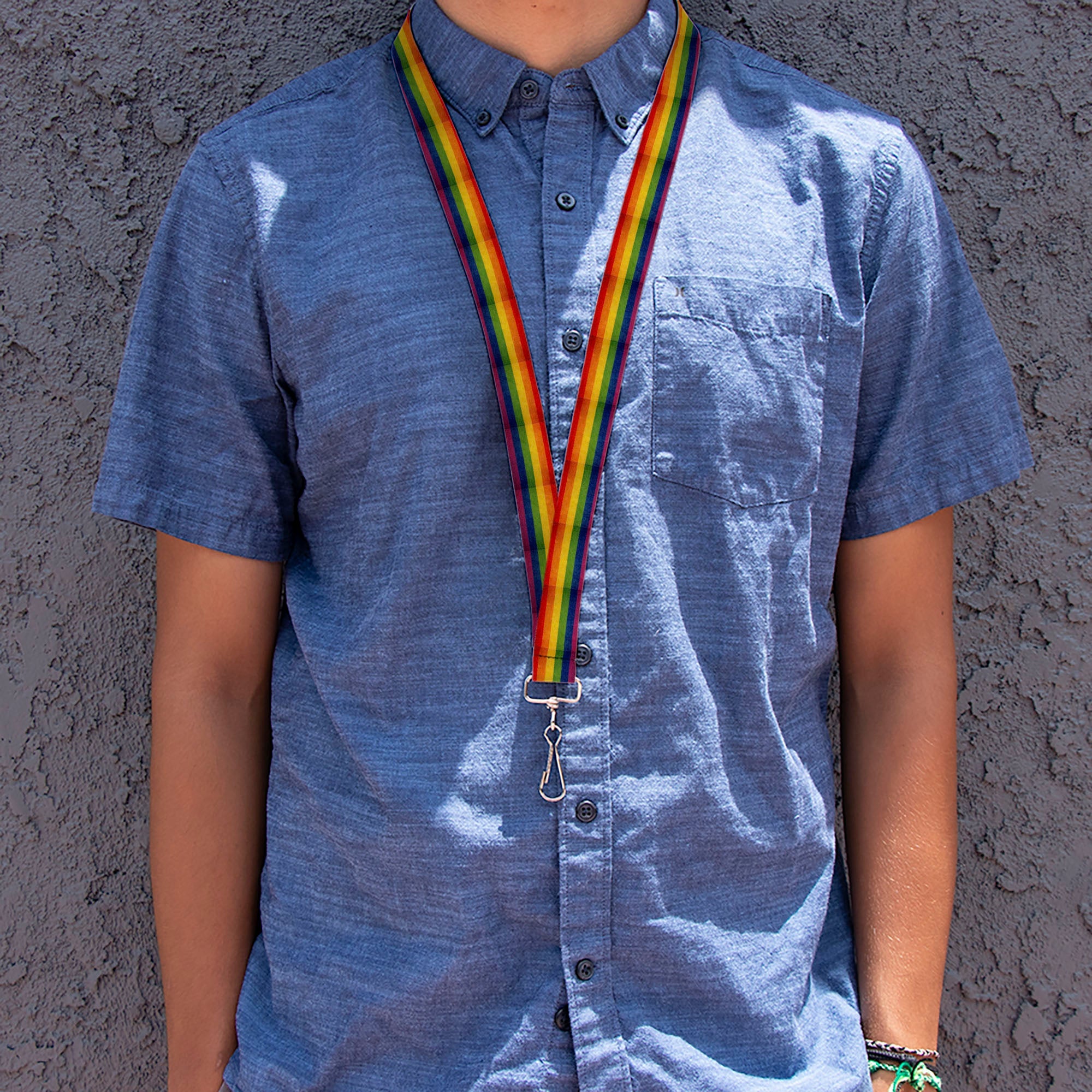 Lanyard - 1.0" - Flag Pride Distressed Rainbow